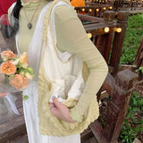 Women Shoulder Handbags Pleated Tote Large Capacity Underarm Bag