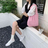 Pleated Top-handle Bag Bubble Clutch Handbag Large Capacity