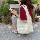 Women Pleated Shoulder Handbag Large Capacity Tote Bag for Travel Girl Shopping