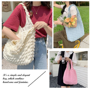 Women Shoulder Handbags Pleated Top-handle Bag Large Capacity Shoulder Tote Clou