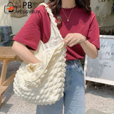 Pleated Top-handle Bag Large Capacity Underarm Bag Cloud Bubble Soft