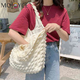Pleated Top-handle Bag Large Capacity Underarm Bag Cloud Bubble Soft