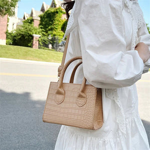 Crocodile Pattern Shoulder Handbag PU Leather Tote Crossbody Bag