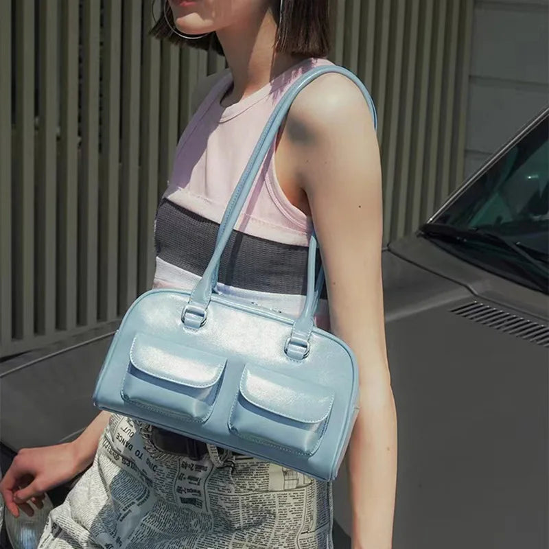 Vintage Solid Handbag Purses Pu Leather Shopper Tot