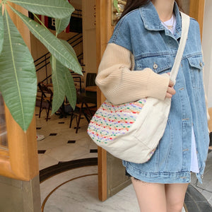 Large Cotton Fabric Shoulder Messenger Bag for Women