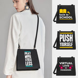 Women Shoulder Messenger Small Square Bags Phrase Series Pattern Commute Tote Ba