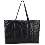 Women Winter Shoulder Bag Handbag Check Pattern Messenger Bag Large Capacity Tot