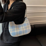 Vintage Plaid Small Top-Handle Bag Canvas Tote Female Daily Shoulder B