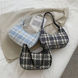 Vintage Plaid Small Top-Handle Bag Canvas Tote Female Daily Shoulder B