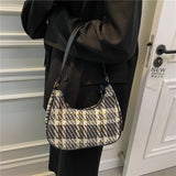 Vintage Plaid Small Top-Handle Bag Canvas Tote Female Daily Shoulder B