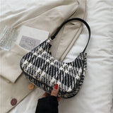 Vintage Plaid Small Top-Handle Bag Canvas Tote Female Daily Shoulder B