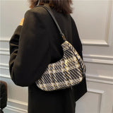 Vintage Plaid Small Top-Handle Bag Canvas Tote Female Daily Shoulder B
