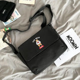 Women Crossbody Bag Sweet Embroidery Canvas School Bag