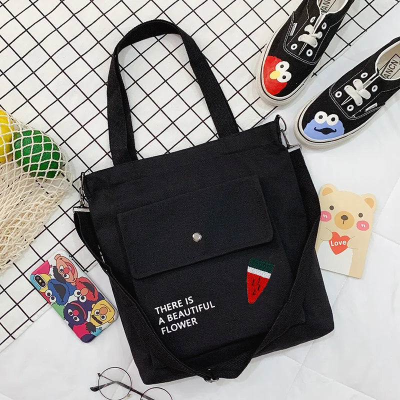 Women Shoulder Bag Pouch Sweet Printed Canvas School Crossbody Money Bag