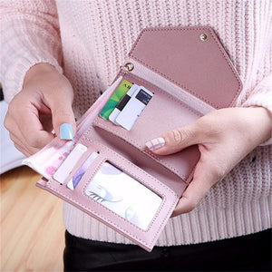 Women Short Wallet PU Leather Hand-Held Tassel Multi-Functional Wallet