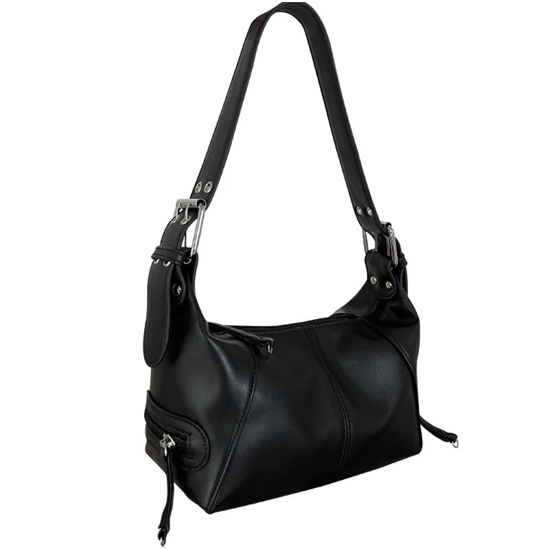 Women Single Shoulder Bag Solid Soft PU Leather Female Underarm Bag