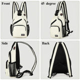 Women Small Backpack Casual Girls Chest Bag with Earphone Hole Travel Backpack