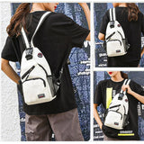 Women Small Backpack Casual Girls Chest Bag with Earphone Hole Travel Backpack