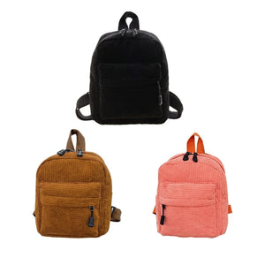 Corduroy Small Backpack for Women Girls Ladies