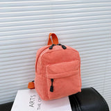 Corduroy Small Backpack for Women Girls Ladies
