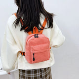 Corduroy Small Backpack for Women Girls Ladies