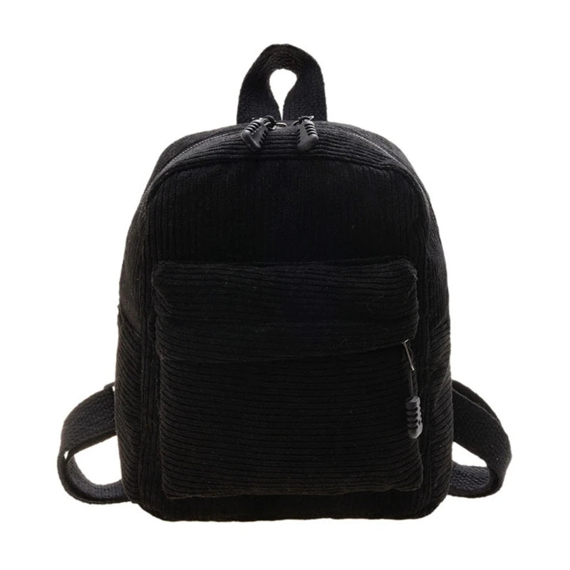 Corduroy Small Backpack for Women Girls Ladies