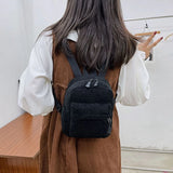 Corduroy Small Backpack for Women Girls Ladies