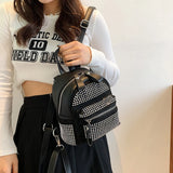 Women Mini Backpack Rhinestone Shoulder Bag School Travel Bagpack Handbags