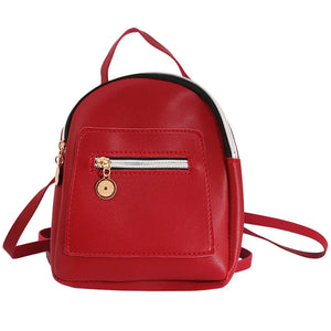 Women Small Backpack PU multi-pocket Solid Shoelder Phone Bag
