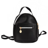 Women Small Backpack PU multi-pocket Solid Shoelder Phone Bag
