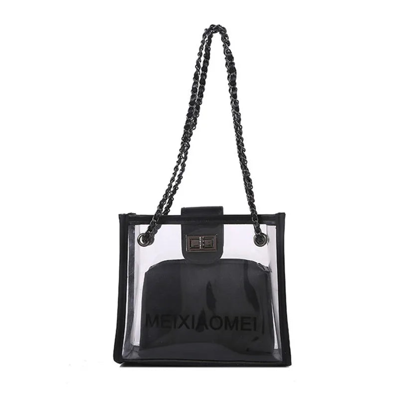 Women Small Shoulder Bag Transparent Chain Messenger Bag