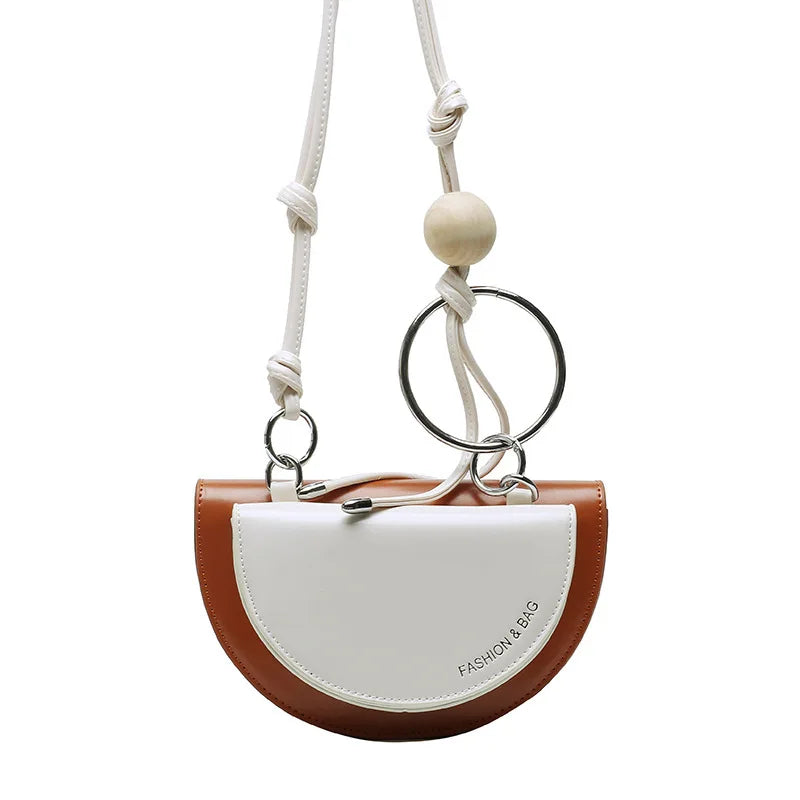 Women Small Shoulder Saddle Bag Big Ring Cross Bag