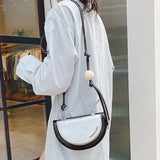 Women Small Shoulder Saddle Bag Big Ring Cross Bag