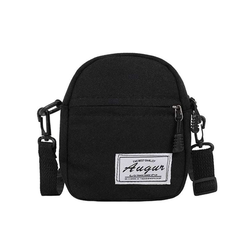 Women Small Canvas Shoulder Bag Female Mini Solid Crossbody Bags Zipper Purse
