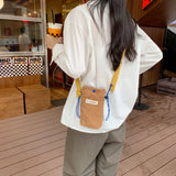 Corduroy Shoulder Bag Casual Small Crossbody Messenger Bag