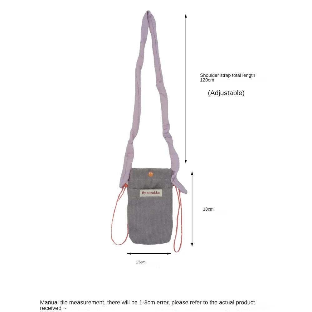 Corduroy Shoulder Bag Casual Small Crossbody Messenger Bag