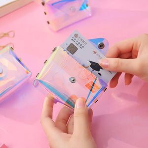 Women Small Coin Bag Laser PVC Clear Girls Coin Wallet Purses