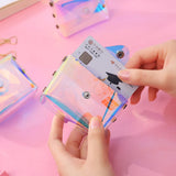 Women Small Coin Bag Laser PVC Clear Girls Coin Wallet Purses
