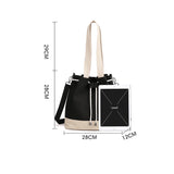 Women Canvas Drawstring Bucket Bag Japanese Ladies Crossbody Shoulder Bag