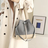 Women Canvas Drawstring Bucket Bag Japanese Ladies Crossbody Shoulder Bag