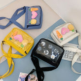 Women Small Ita Bag Crossbody Mini Clear Bag Removable Decorative Layer Purse