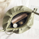 Women Small Leather Cloud Crossbody Bag Solid Pleated Shoulder Bag