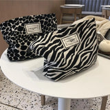 Animal Print Makeup Bag Lightweight Cosmetic Organizer Zipper Handbag