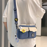 Women Nylon Crossbody Bag Japanese Student Handbag Zipper Cell Phone Bag