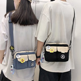 Women Nylon Crossbody Bag Japanese Student Handbag Zipper Cell Phone Bag