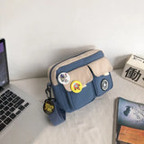 Women Nylon Crossbody Bag Japanese Student Handbag Zipper Cell Phone Bag