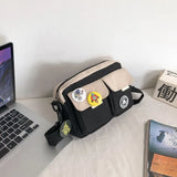 Women Nylon Crossbody Bag Japanese Student Handbag Zipper Cell Phone Bag