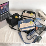 Women Nylon Crossbody Bag Japanese Student Handbag Zipper Cell Phone Bag