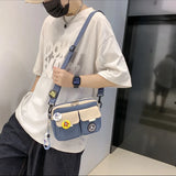 Women Nylon Crossbody Bag Japanese Student Handbag Zipper Cell Phone Bag