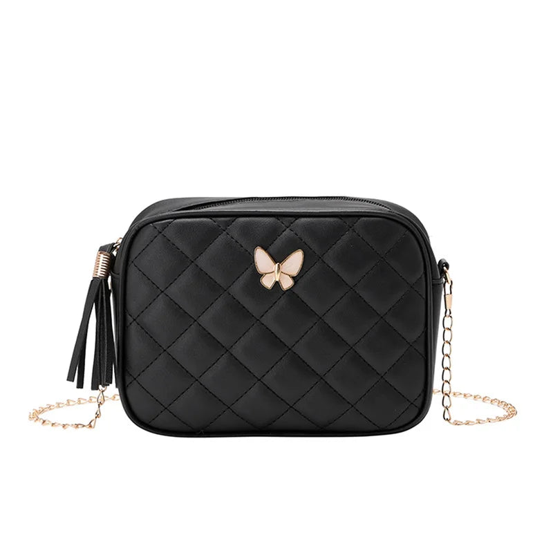 Women PU Leather Embroidery Crossbody Bag Chain Shoulder Bag